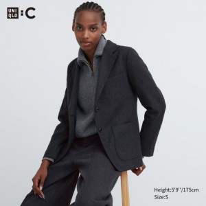 Blejzre Uniqlo Brushed Jersey Jacket Damske Tmavo Siva Slovensko | F117174