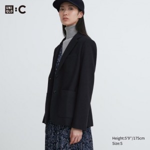 Blejzre Uniqlo Brushed Jersey Jacket Damske Čierne Slovensko | J618913