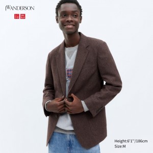 Blejzre Uniqlo Tailored Jacket (Vlna Blend) Panske Tmavo Hnede Slovensko | S587386