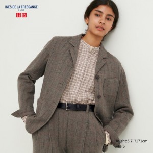 Blejzre Uniqlo Tweed Checked Coverall Damske Hnede Slovensko | L373549