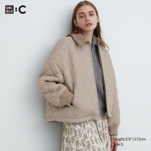 Blouson Uniqlo PUFFTECH (Warm Polstrované) Damske Béžové Slovensko | L797970