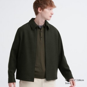 Blouson Uniqlo Single Collar Kratke Panske Tmavo Zelene Slovensko | J528477