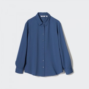 Bluzka Uniqlo Rayon Long-Sleeve Damske Modre Slovensko | H706538