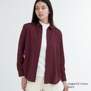 Bluzka Uniqlo Rayon Long-Sleeve Damske Wine Slovensko | J394830