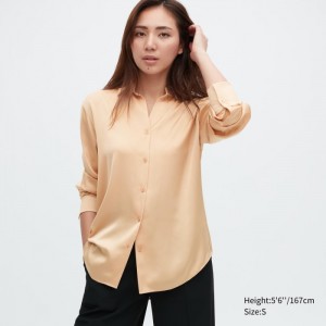 Bluzka Uniqlo Satin Long-Sleeve Damske Béžové Slovensko | Z069101