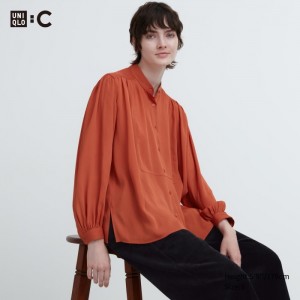 Bluzka Uniqlo Volume Long-Sleeve Damske Oranžové Slovensko | D030490
