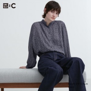 Bluzka Uniqlo Volume Long-Sleeve Damske Čierne Slovensko | X258489