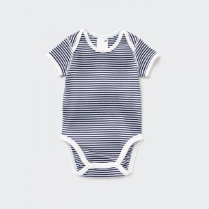 Body Uniqlo Kratke-Sleeve (Pruhované) Pre Babatka Námornícka Modrá Slovensko | T764051