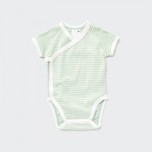 Body Uniqlo Kratke-Sleeve (Pruhované) Pre Babatka Svetlo Zelene Slovensko | K309589