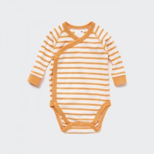 Body Uniqlo Pruhované Long-Sleeve (Open Front) Pre Babatka Oranžové Slovensko | V923981