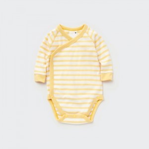 Body Uniqlo Pruhované Long-Sleeve (Open Front) Pre Babatka Žlté Slovensko | I198597