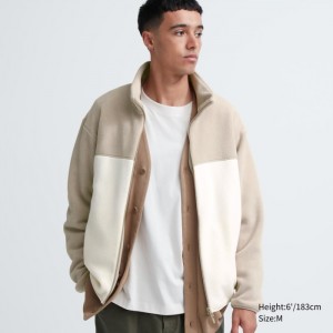 Bundy Uniqlo Fleece Full-Zip (Color Block) Panske Natural Slovensko | U796923