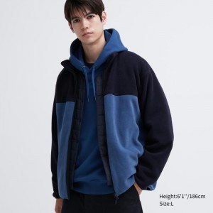 Bundy Uniqlo Fleece Full-Zip (Color Block) Panske Modre Slovensko | J396543