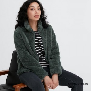 Bundy Uniqlo Fluffy Yarn Fleece Full-Zip Damske Tmavo Zelene Slovensko | H441030