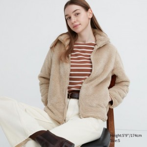Bundy Uniqlo Fluffy Yarn Fleece Full-Zip Damske Natural Slovensko | N250167
