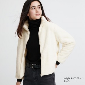 Bundy Uniqlo Fluffy Yarn Fleece Full-Zip Damske Biele Slovensko | F809706