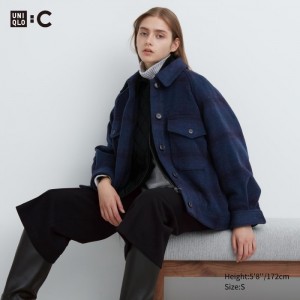 Bundy Uniqlo Oversized Checked Damske Modre Slovensko | K719562