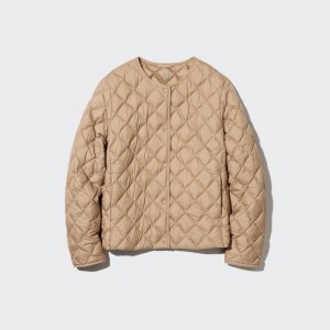 Bundy Uniqlo PUFFTECH Prešívané (Warm Polstrované) Damske Béžové Slovensko | O548194
