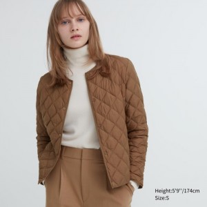 Bundy Uniqlo PUFFTECH Prešívané (Warm Polstrované) Damske Hnede Slovensko | Z763652