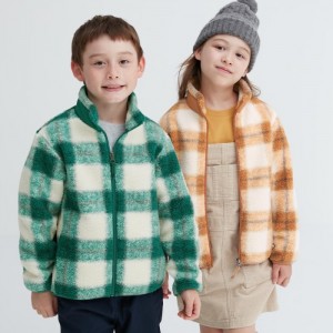 Bundy Uniqlo Windproof Fleece (Checked) Detske Zelene Slovensko | A192985