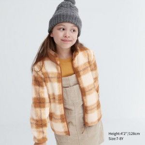 Bundy Uniqlo Windproof Fleece (Checked) Detske Béžové Slovensko | T906832