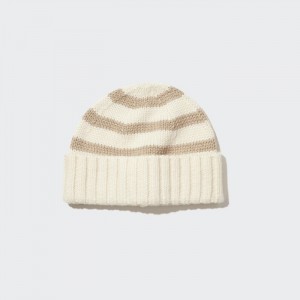 Caps Uniqlo HEATTECH Pruhované Pletené Detske Biele Slovensko | E407341