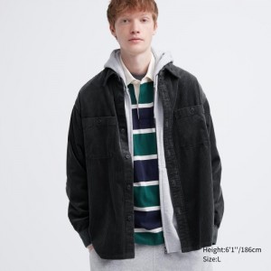 Casual Shirts Uniqlo Corduroy Pracovná Long-Sleeve Panske Tmavo Siva Slovensko | R924962