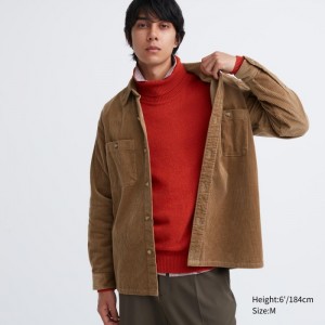 Casual Shirts Uniqlo Corduroy Pracovná Long-Sleeve Panske Hnede Slovensko | H454567