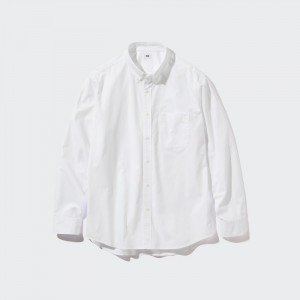 Casual Shirts Uniqlo Extra Fine Bavlnene Broadcloth Panske Biele Slovensko | D100269