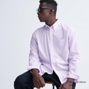 Casual Shirts Uniqlo Extra Fine Bavlnene Broadcloth Panske Svetlo Nachový Slovensko | S066401