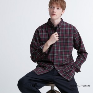 Casual Shirts Uniqlo Extra Fine Bavlnene Broadcloth Checked Damske Wine Slovensko | L984390