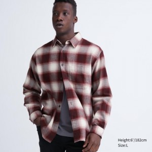 Casual Shirts Uniqlo Flannel Checked Damske Červené Slovensko | H421710