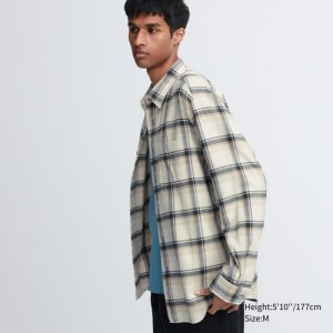 Casual Shirts Uniqlo Flannel Checked Panske Natural Slovensko | C634937