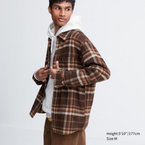 Casual Shirts Uniqlo Flannel Checked Panske Tmavo Hnede Slovensko | N023004