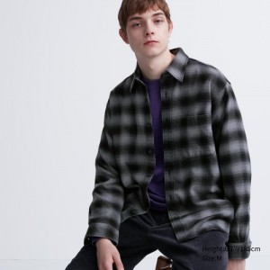 Casual Shirts Uniqlo Flannel Checked Panske Siva Slovensko | B635648