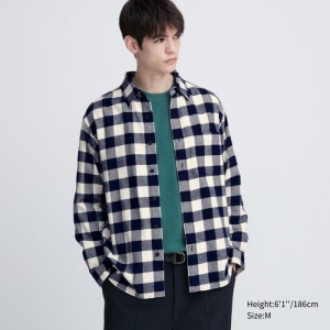 Casual Shirts Uniqlo Flannel Checked Panske Biele Slovensko | H256559