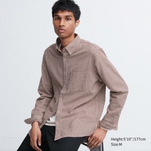 Casual Shirts Uniqlo Flannel Checked Panske Červené Slovensko | O743851
