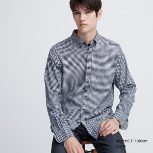 Casual Shirts Uniqlo Flannel Checked Panske Námornícka Modrá Slovensko | U772559