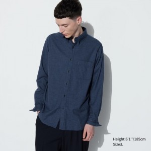 Casual Shirts Uniqlo Flannel Damske Modre Slovensko | N536367
