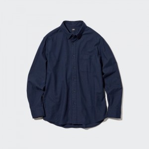 Casual Shirts Uniqlo Flannel Panske Námornícka Modrá Slovensko | E152406