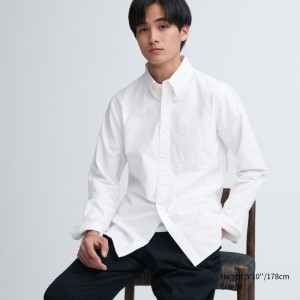 Casual Shirts Uniqlo Oxford Slim-Fit Long-Sleeve Panske Biele Slovensko | B369244