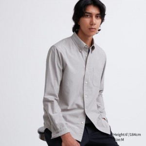 Casual Shirts Uniqlo Oxford Slim-Fit Long-Sleeve Panske Siva Slovensko | C744568