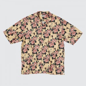 Casual Shirts Uniqlo Printed Open Collar Kratke-Sleeve (Edo Ukiyo-E) Panske Žlté Slovensko | C682563