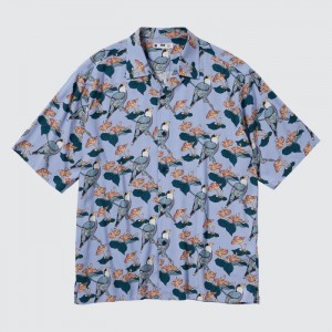 Casual Shirts Uniqlo Printed Open Collar Kratke-Sleeve (Edo Ukiyo-E) Panske Nachový Slovensko | X245903