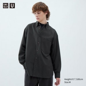 Casual Shirts Uniqlo Twill Oversized Long-Sleeve Panske Modre Slovensko | L188179