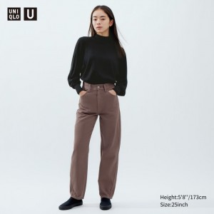 Džínsy Uniqlo Curved Damske Hnede Slovensko | E485569