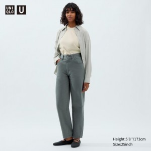 Džínsy Uniqlo Curved Damske Olivovo Zelená Slovensko | S644440