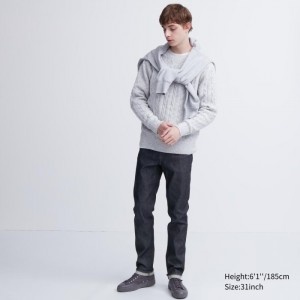Džínsy Uniqlo Stretch Selvedge Slim-Fit Panske Námornícka Modrá Slovensko | Y088113
