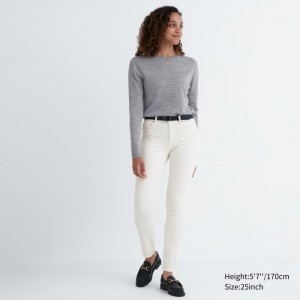Džínsy Uniqlo Ultra Stretch (Stredne-Rise) Damske Biele Slovensko | P876921