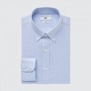 Dress Shirts Uniqlo Easy Care Checked Stretch Slim-Fit Long-Sleeve Panske Modre Slovensko | Q986102